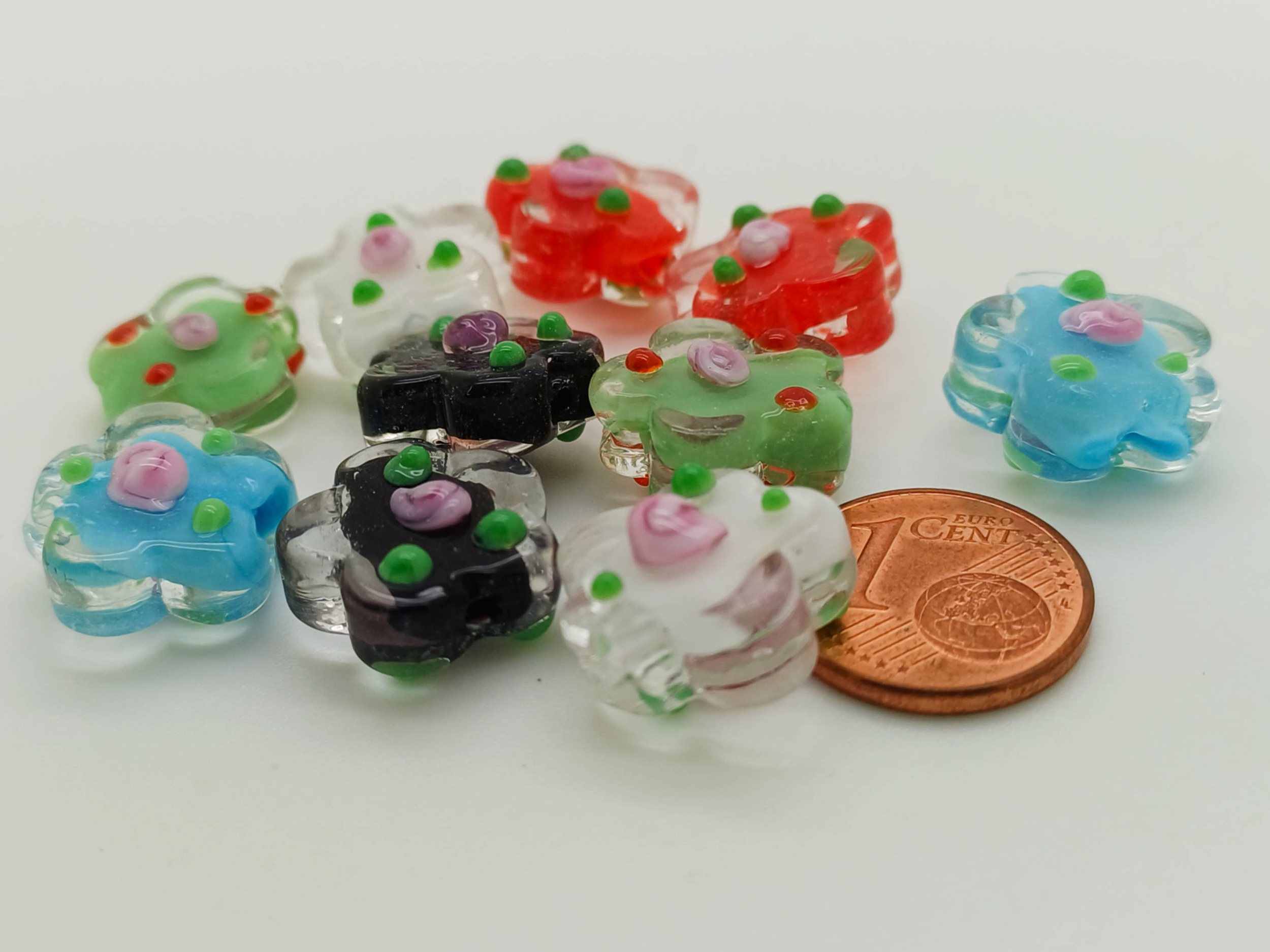 perles verre fleur mix couleurs