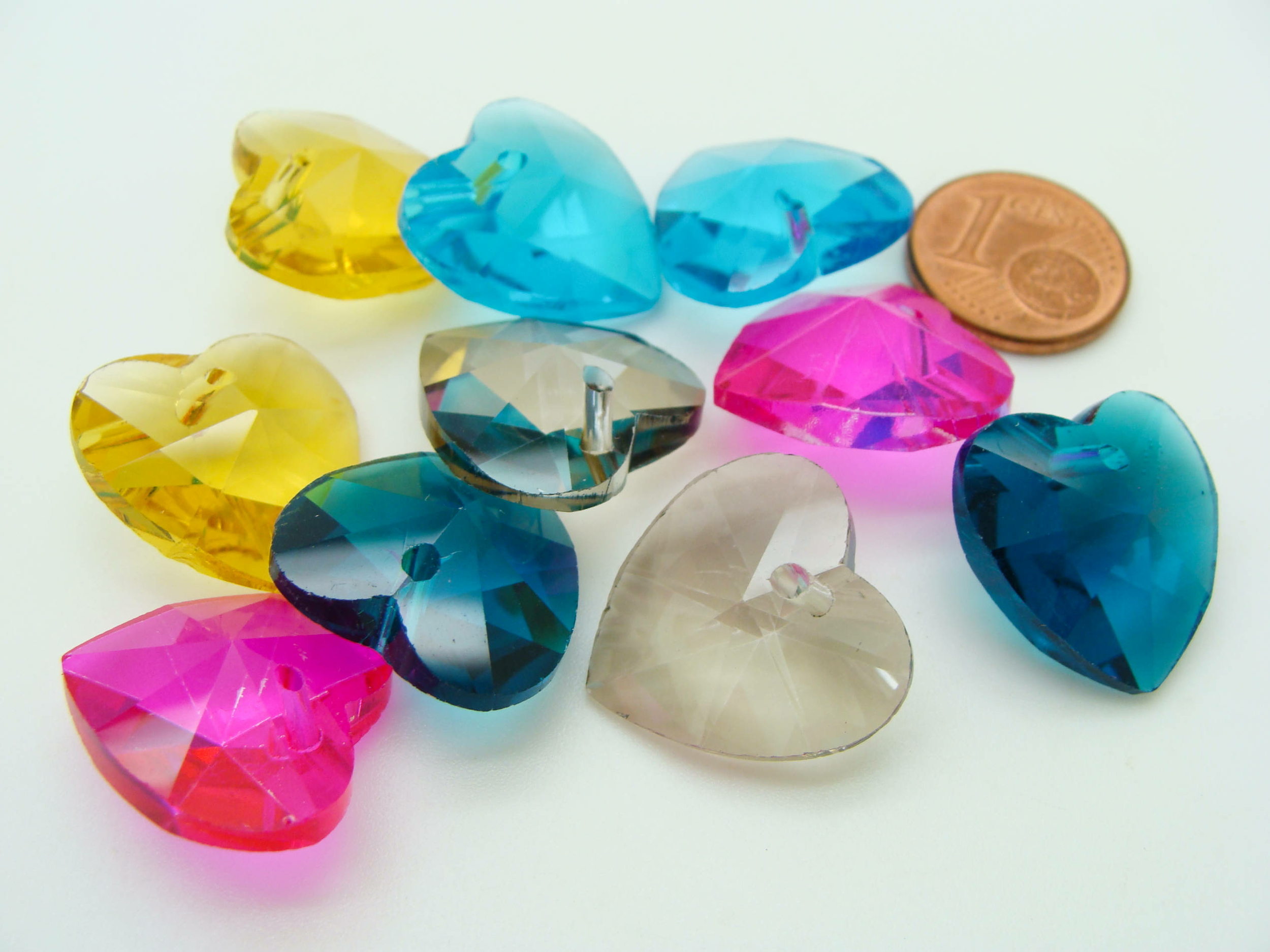 breloques coeur verre 18mm mix couleur coeur