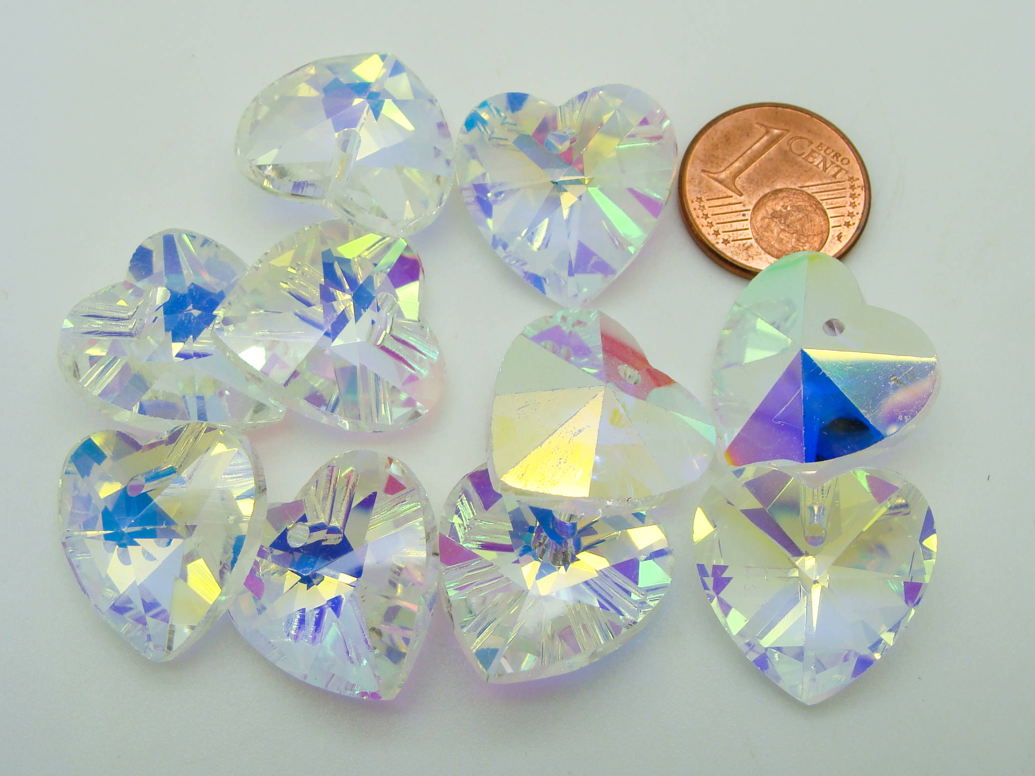 breloques coeur verre 18mm transparent pendentif