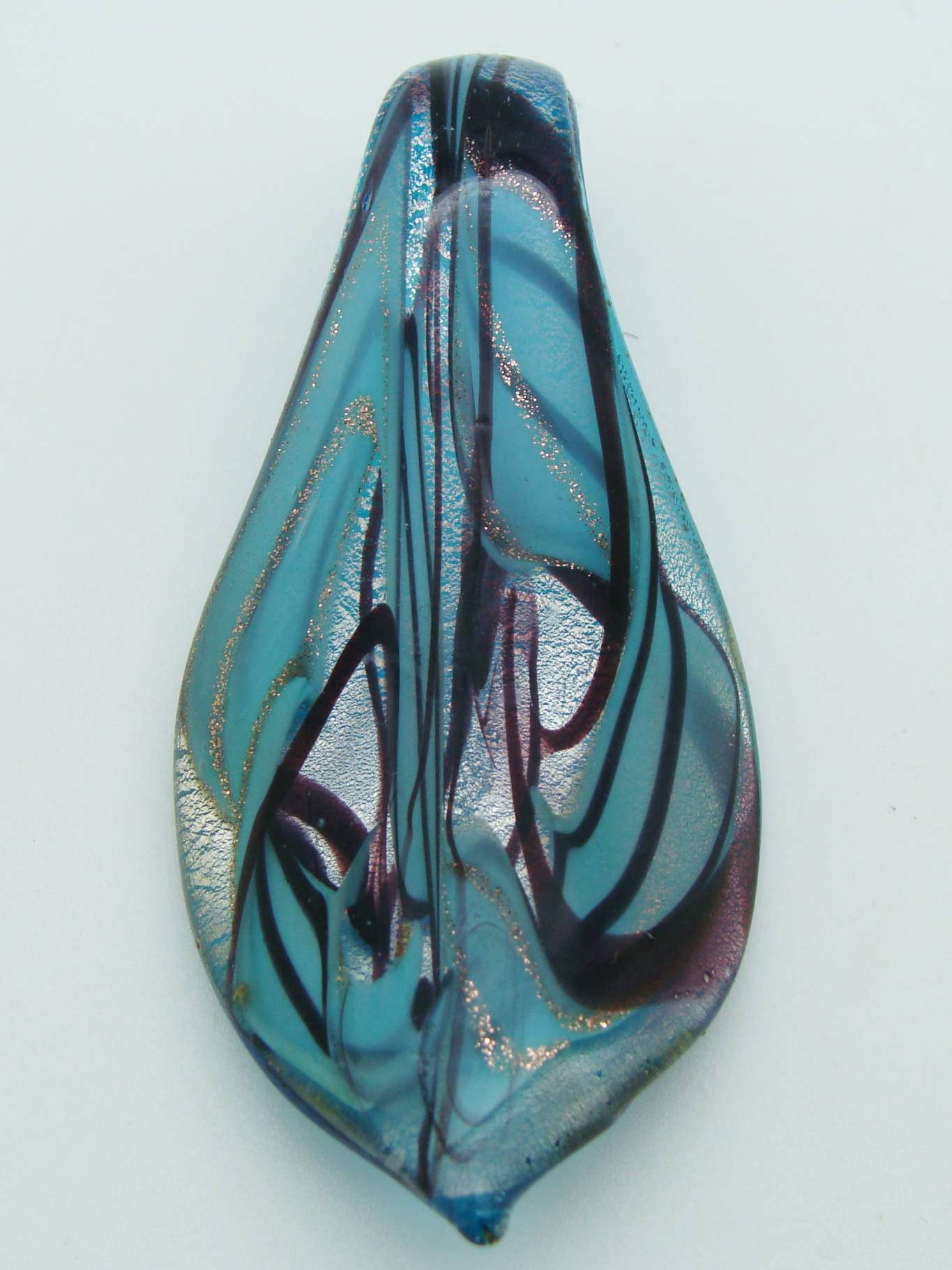 pendentif bleu feuille Pend-421