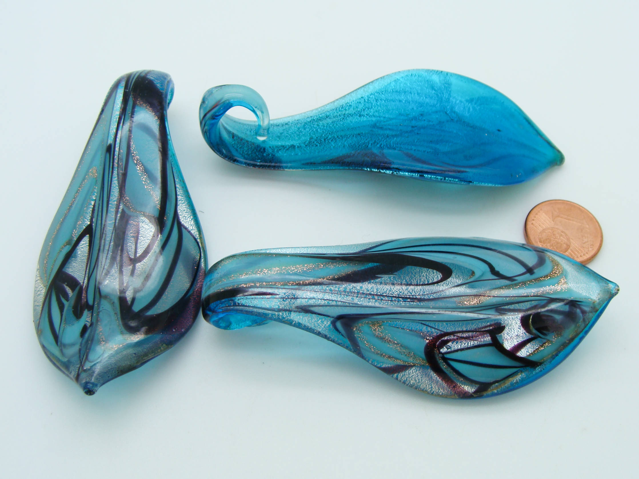 pendentif bleu verre Pend-421