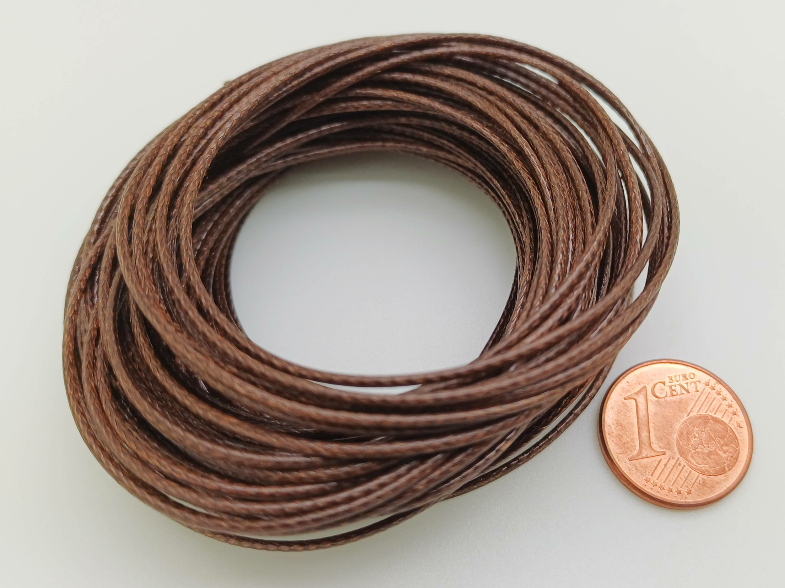 fil 1mm marron brun polyester cire