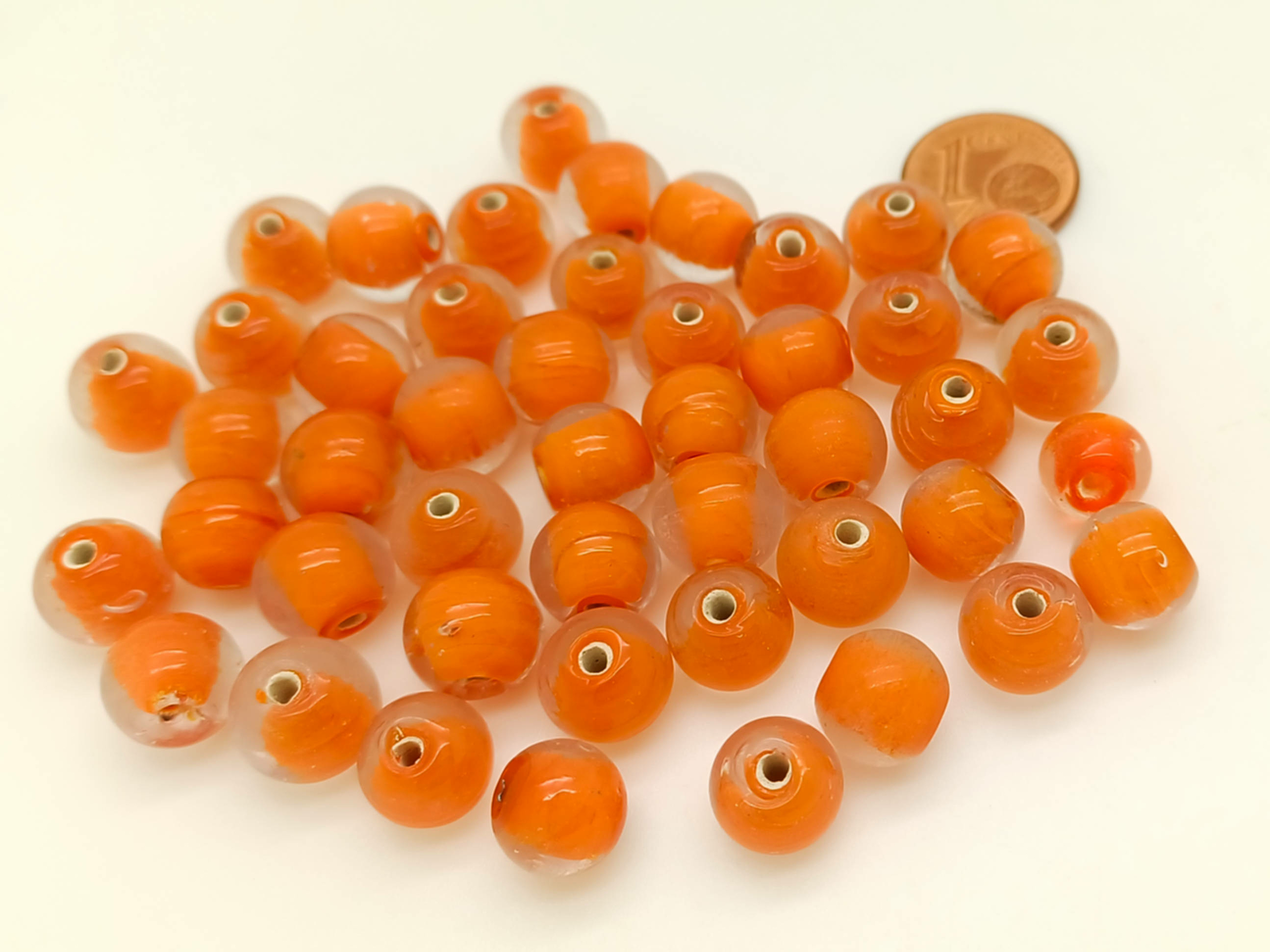 lot perles oranges verre PV-lot-40