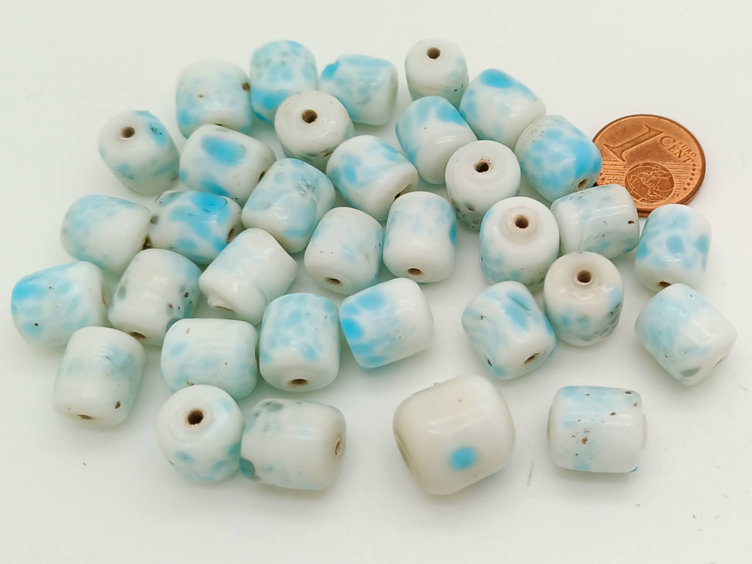 lot perles tubes bleues verre PV-lot-43