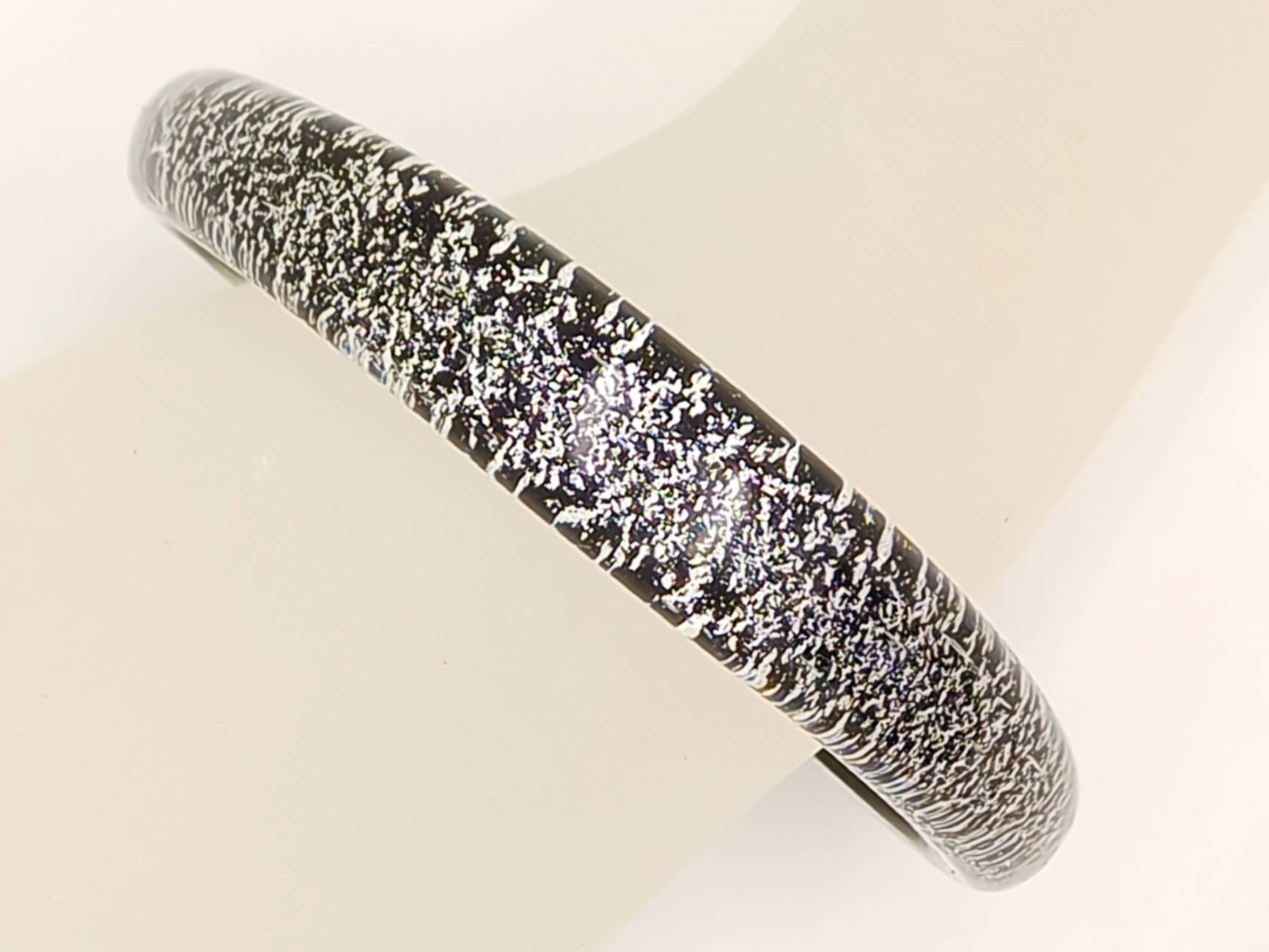 bracelet noir argent verre bijoux uni BRA02