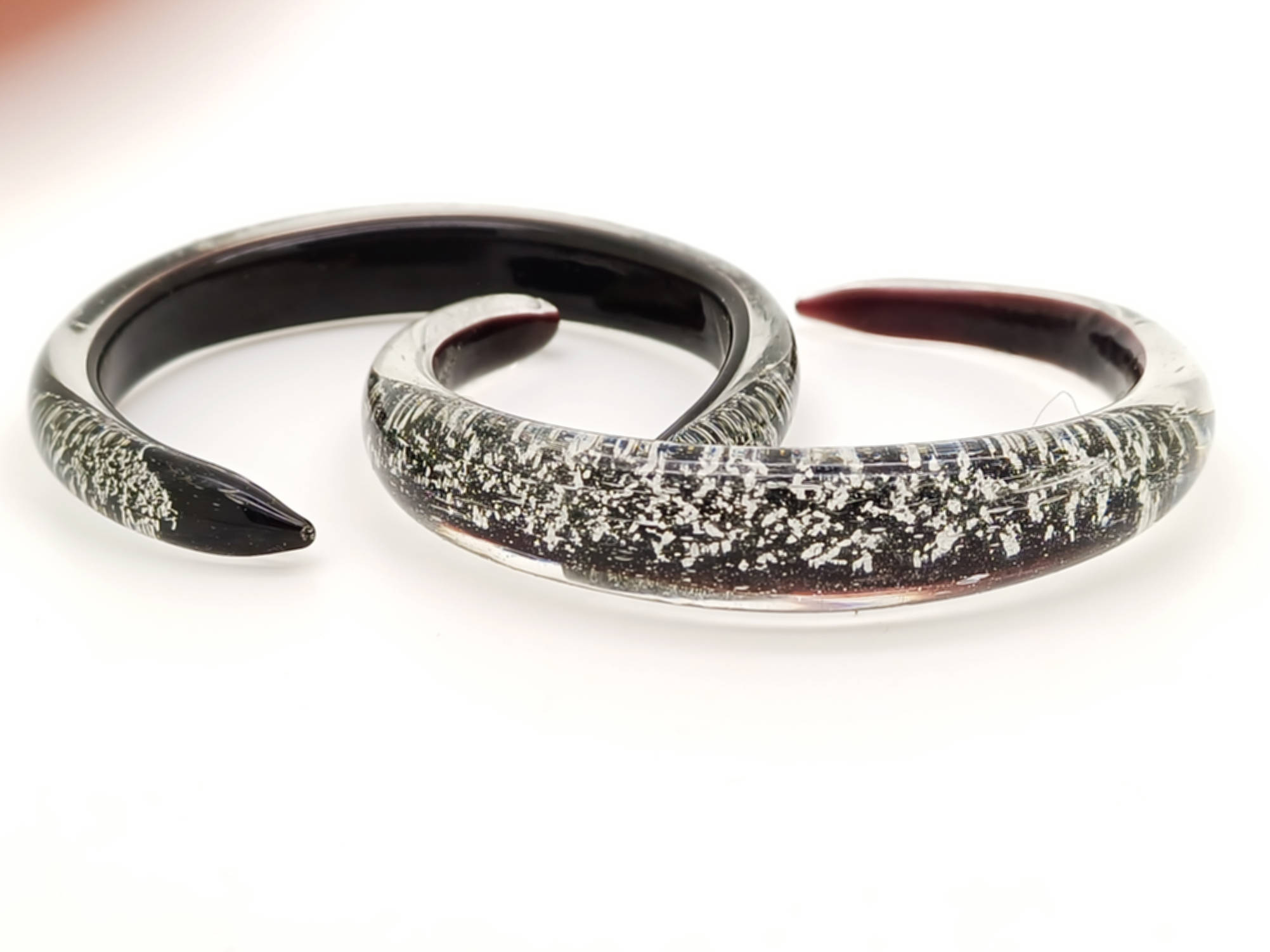 bracelet noir argent verre uni BRA02