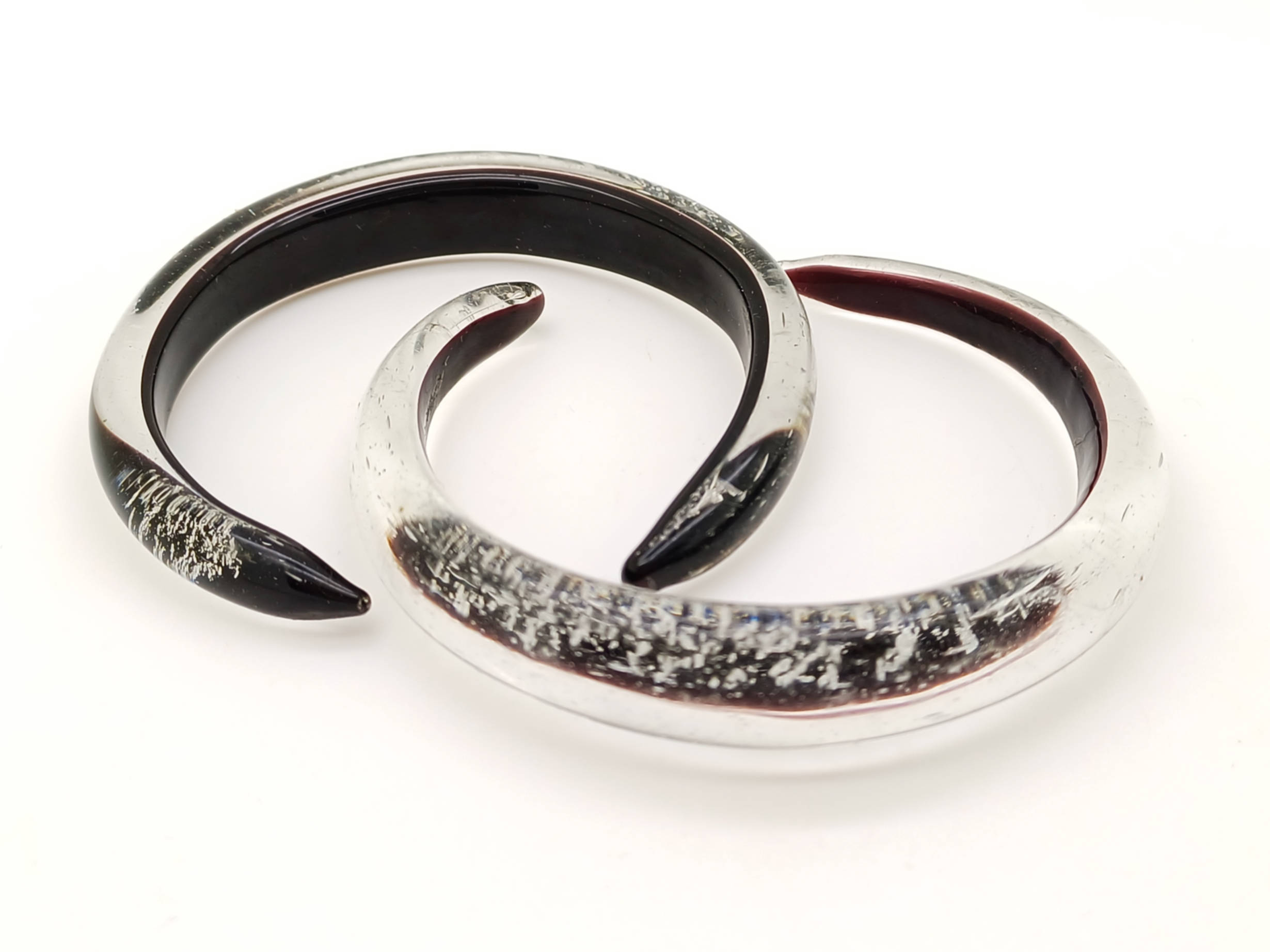 bracelet noir argent verre bijoux BRA02