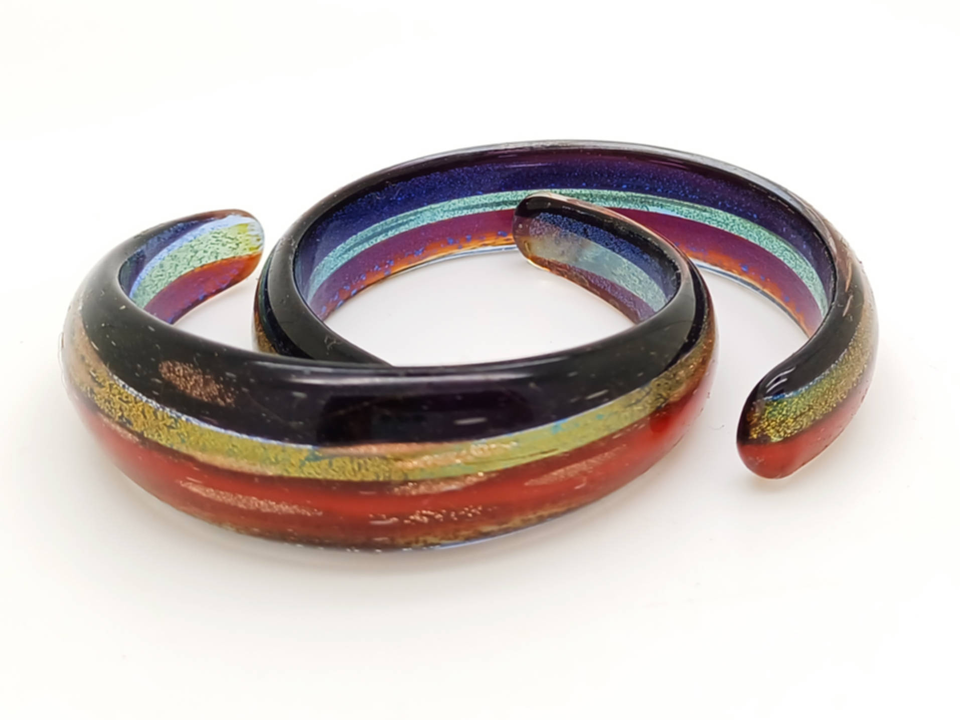 bracelet noir jaune rouge verre bijoux BRA23