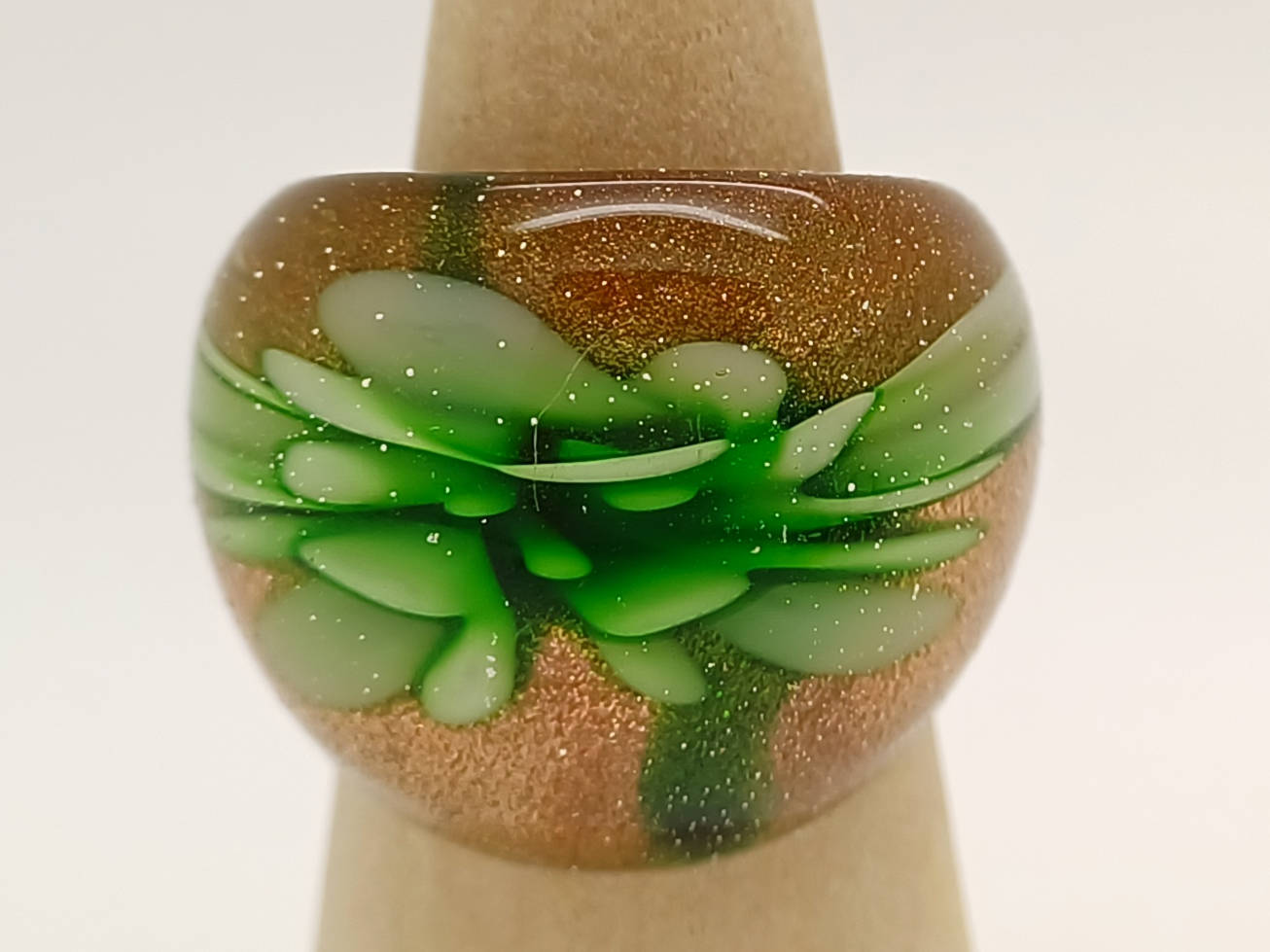 bague fleur verte dore vert BAG03-vert