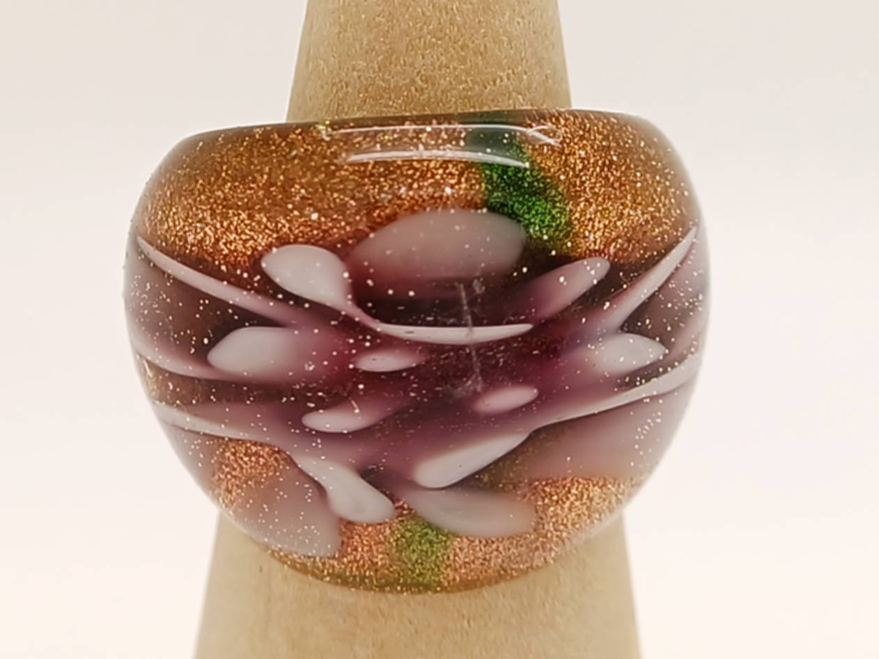 bague fleur violette dore vert BAG03-violet
