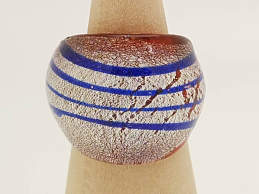 bague rouge verre rayure BAG05