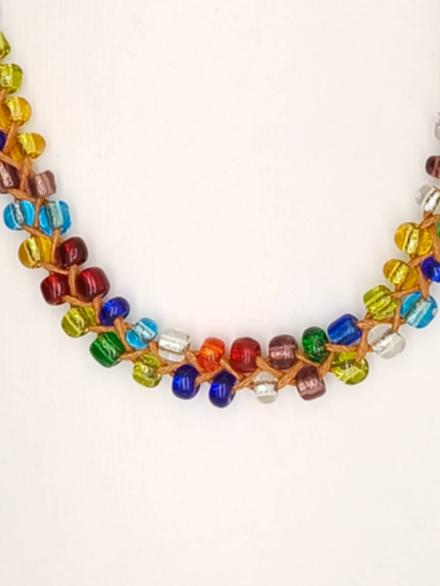 collier tresse rocaille multicolore COL13