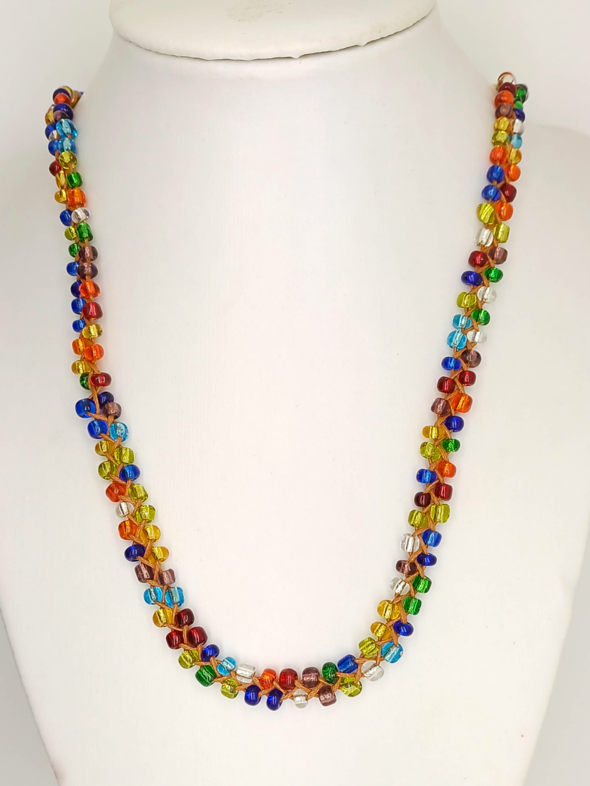 collier tresse rocaille multicolore COL13 gp