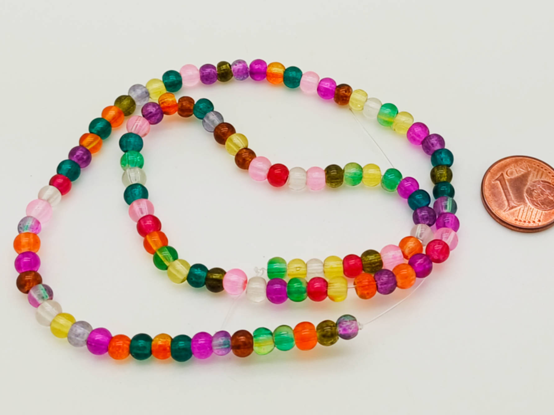 perles verre 4mm mix couleurs en fil