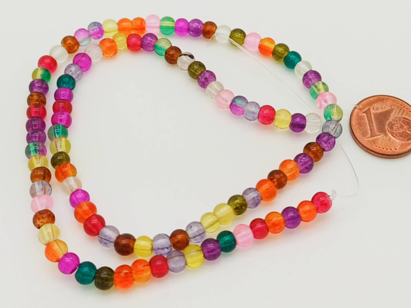 perles verre 4mm mix couleurs en fil
