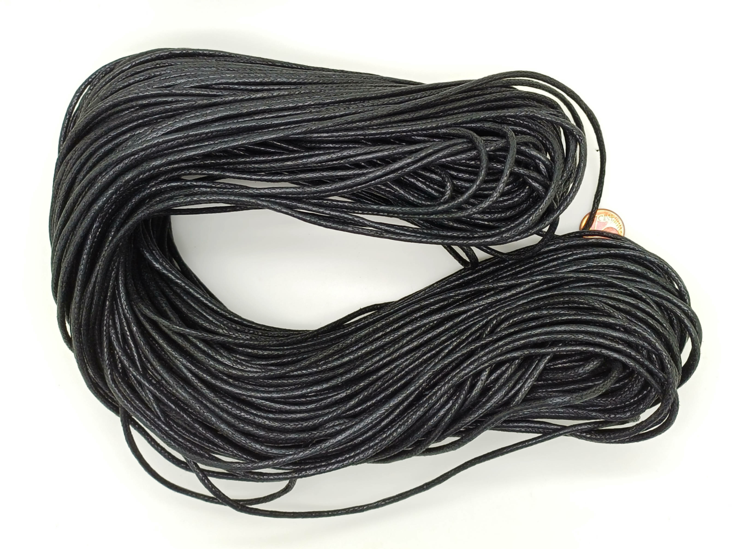 fil coton cire noir 2mm