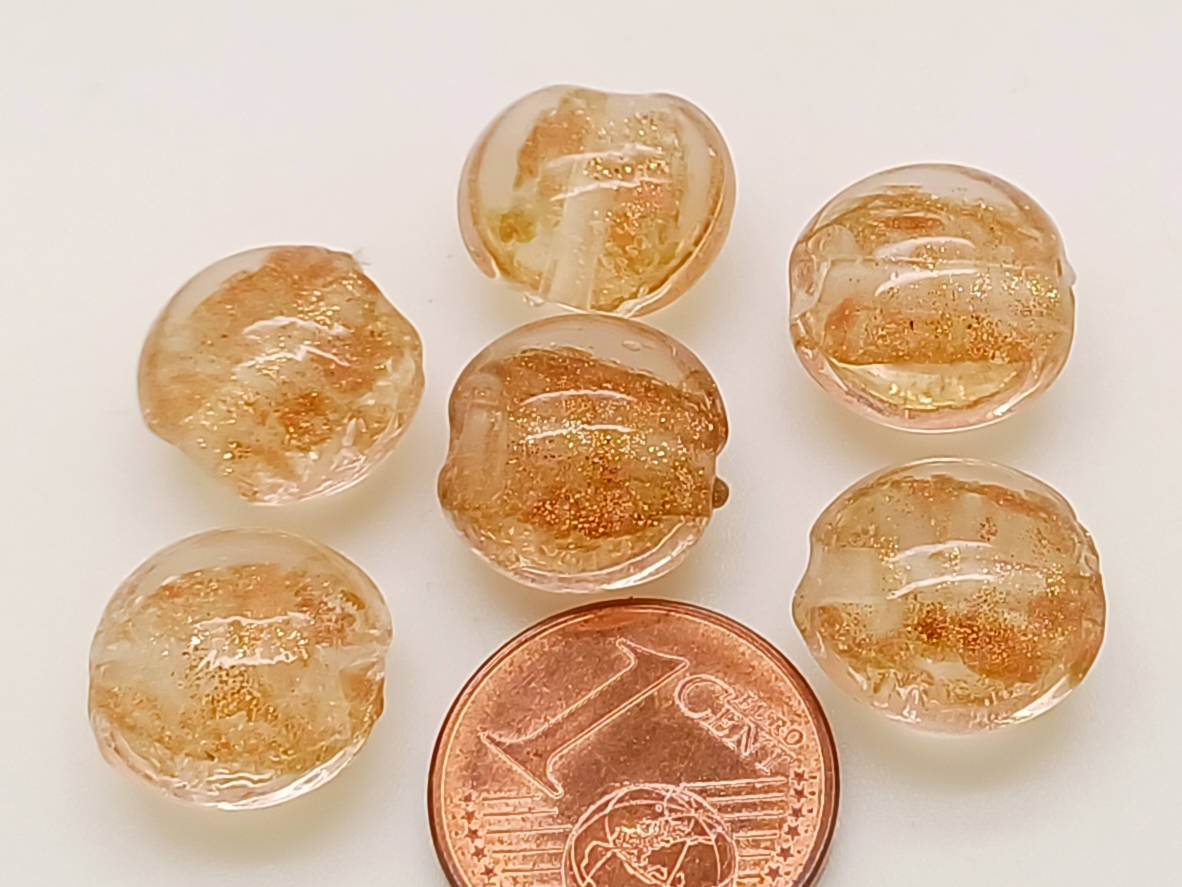perles galets 12mm dore transparent