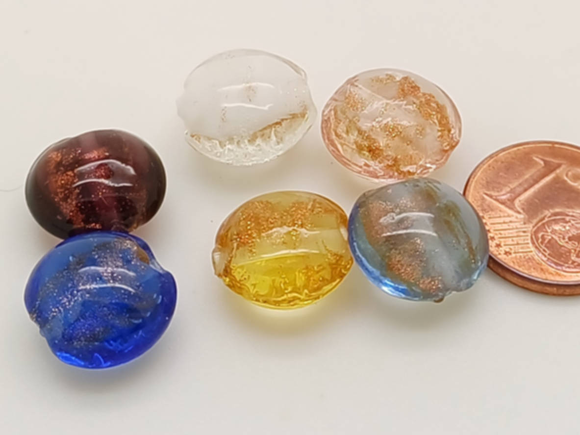 perles galets 12mm dore mix