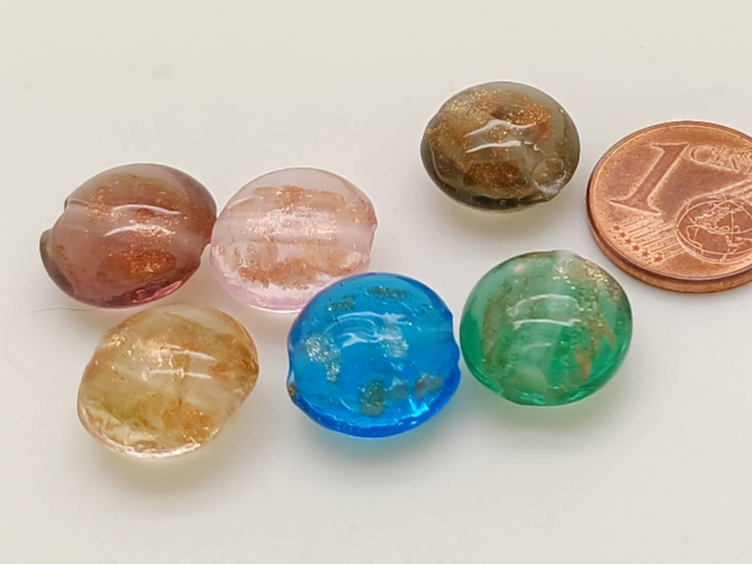 perle galets 12mm dore mix verre