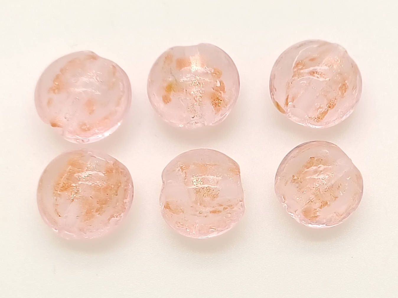 perle galets 12mm dore rose verre