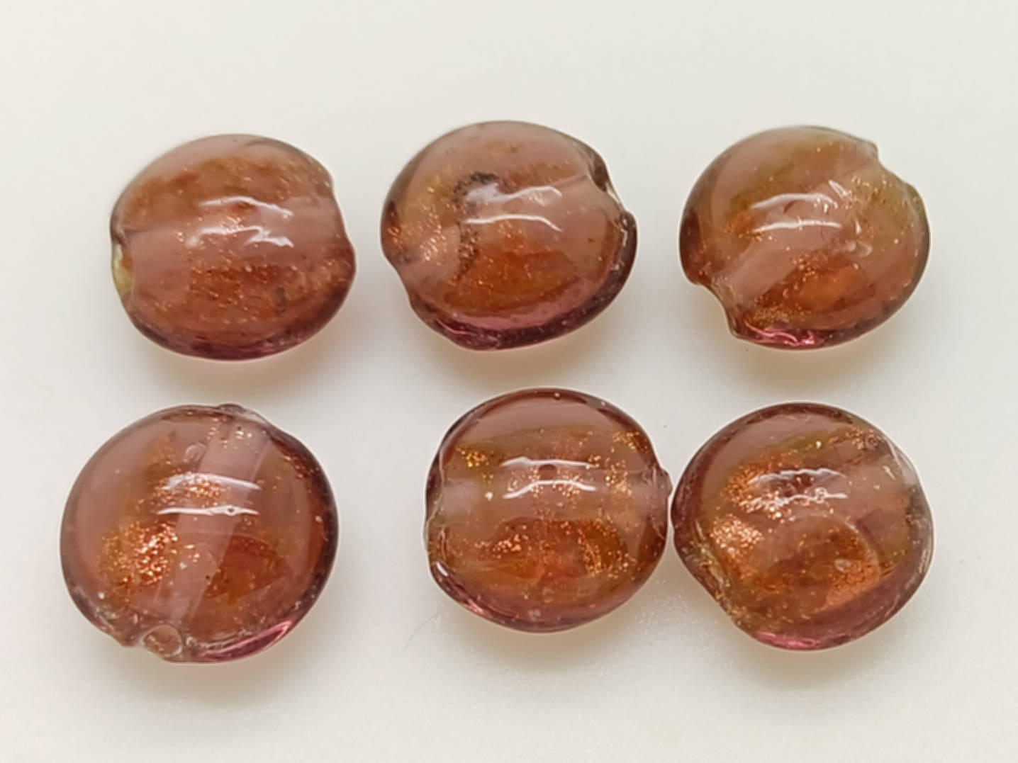 perle galets 12mm dore violet clair verre