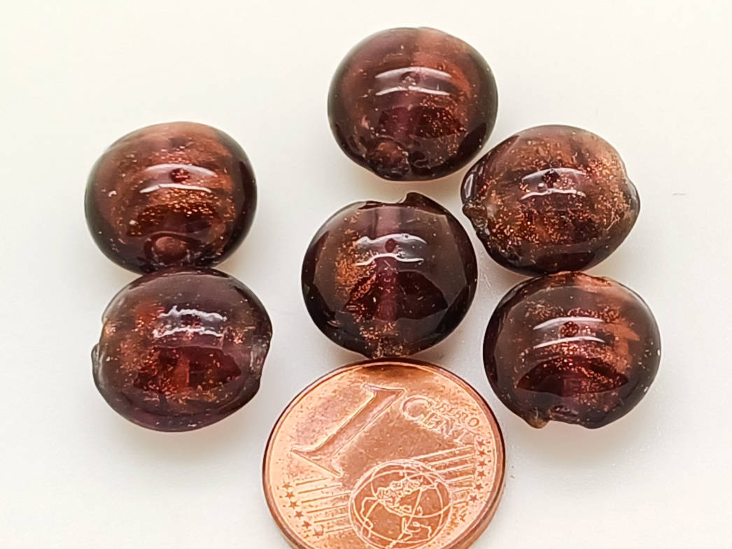 perle galets 12mm dore violet