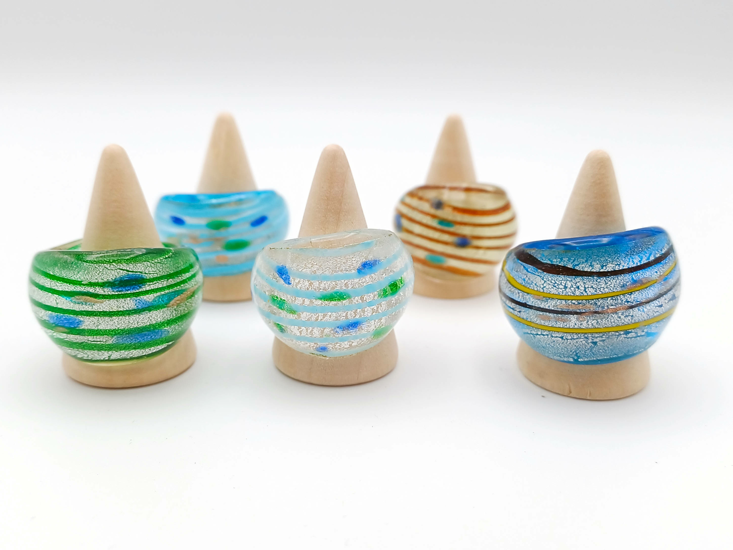 5 Bagues verre lampwork lot 06 p1