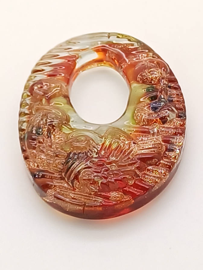 pendentif ovale rouge en verre Pend-09