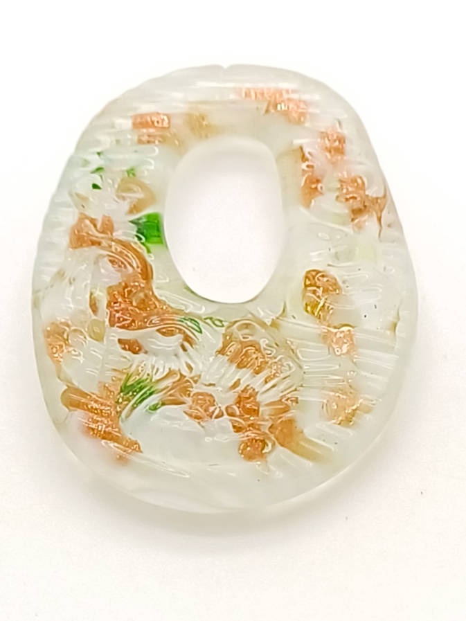 pendentif ovale verre blanc Pend-10