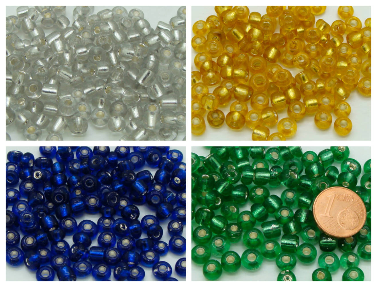 rocaille 5mm fond argente perle verre