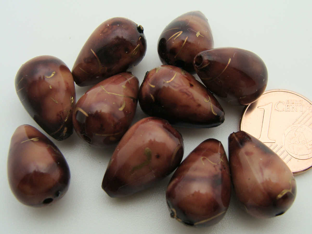 perle acrylique goutte marron RES-68