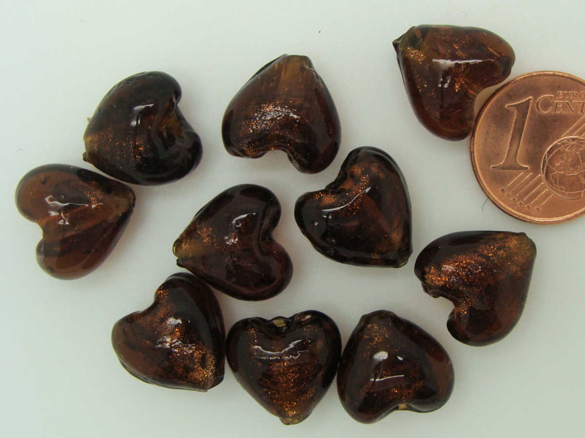 perle coeur 12mm verre marron PV-doree-coeur-12-marron-fonce