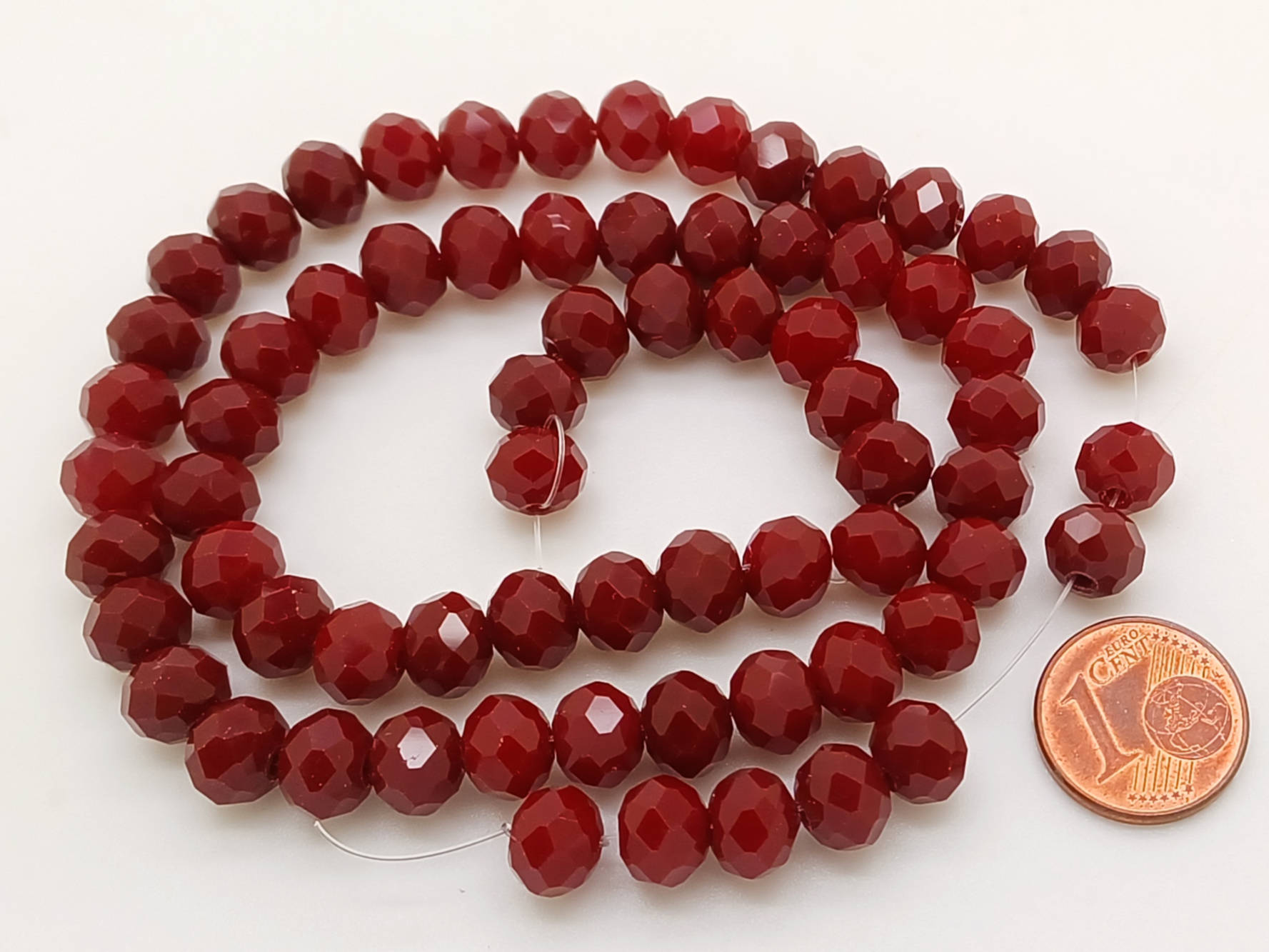 perle abacus 8mm rouge fonce facette