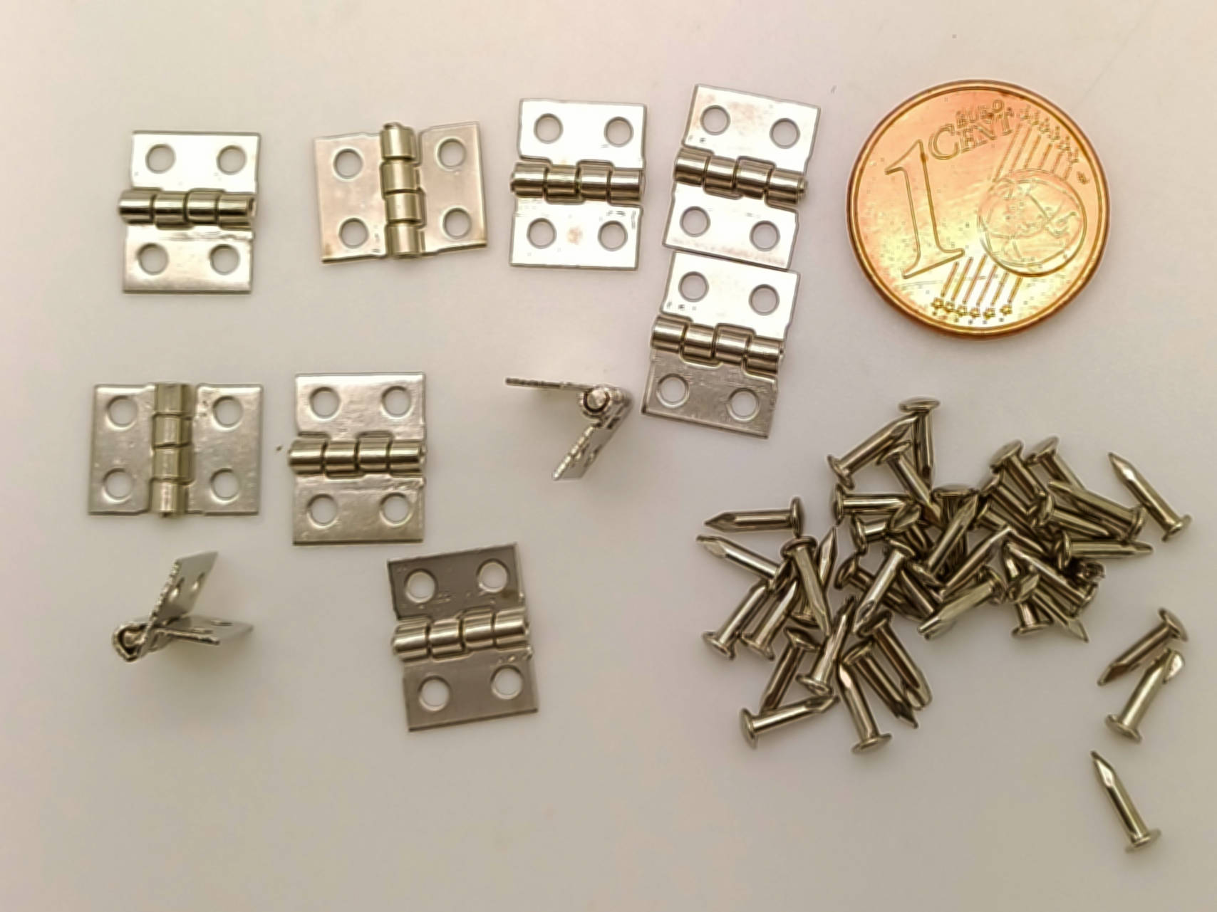 charniere mini 8x10mm argente avec clou