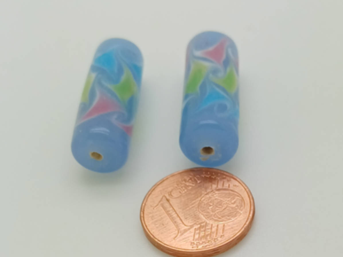 PV20 perle tube bleu clair verre lampwork