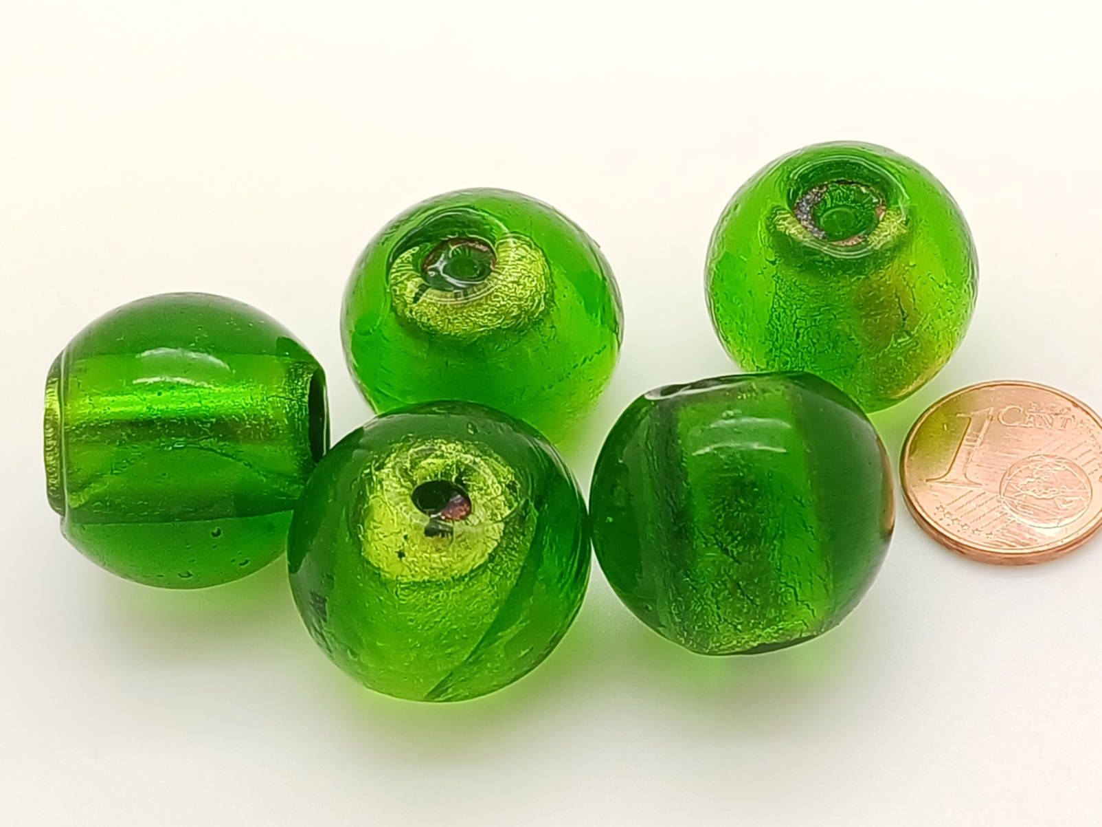 PV-lot-20 perle vert verre argente