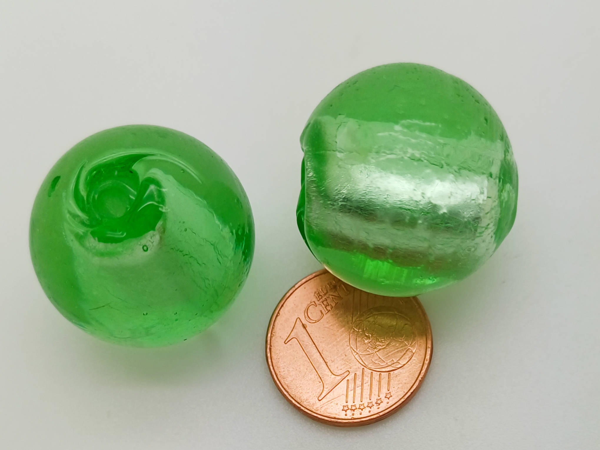 PV-lot-21 perle vert verre ronde