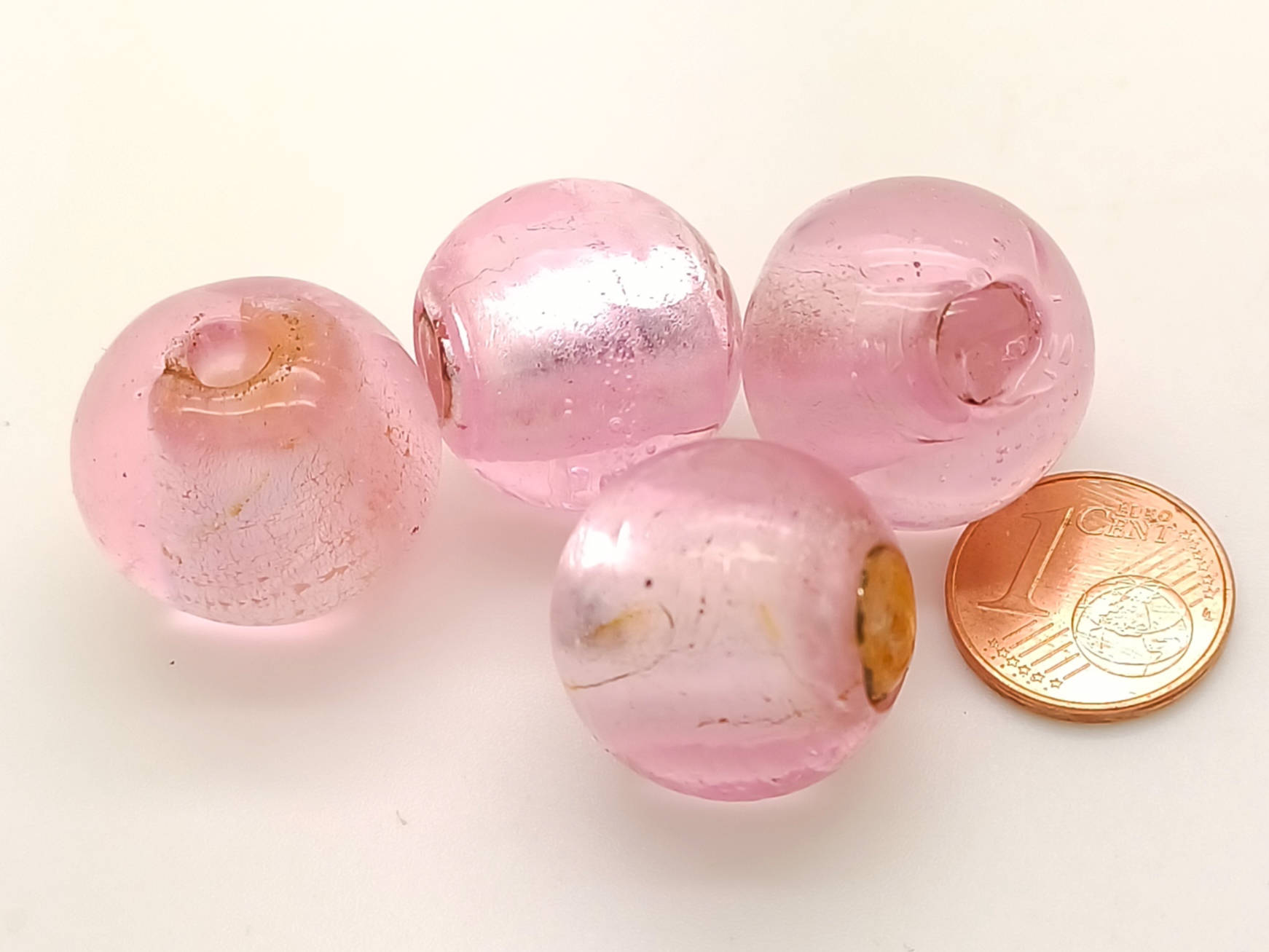 PV-lot-28 perle rose ronde verre