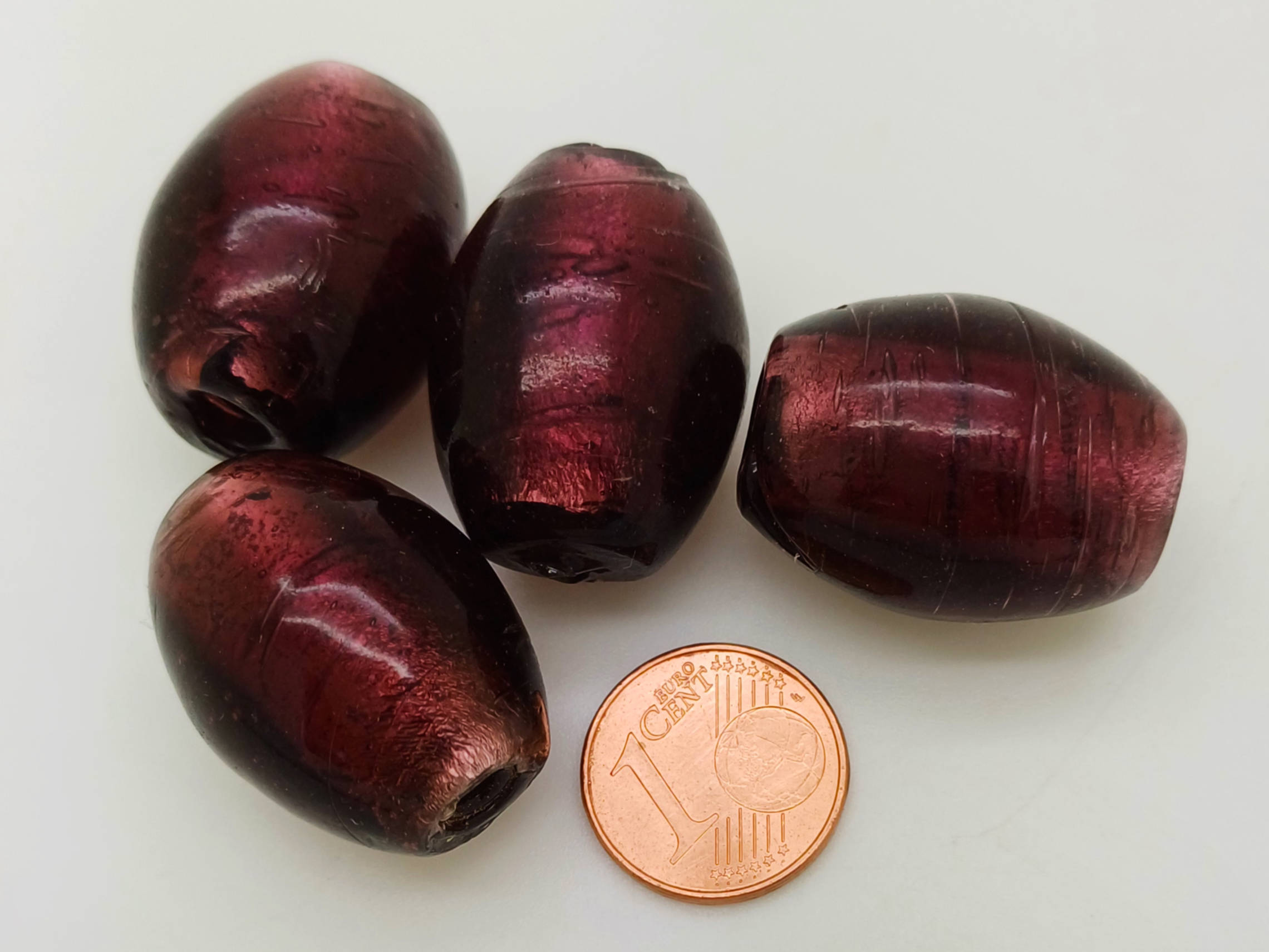 PV-lot-26 perle marron verre argente