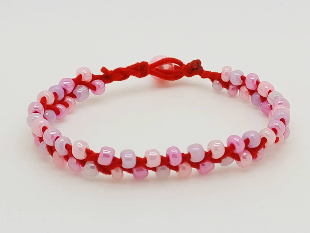 BRA08 bracelet tresse rouge nacre