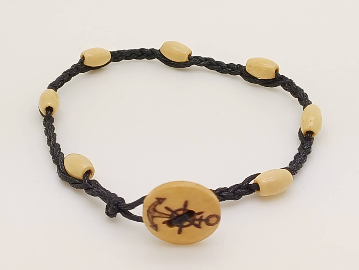 BRA09 bracelet tresse noir bouton
