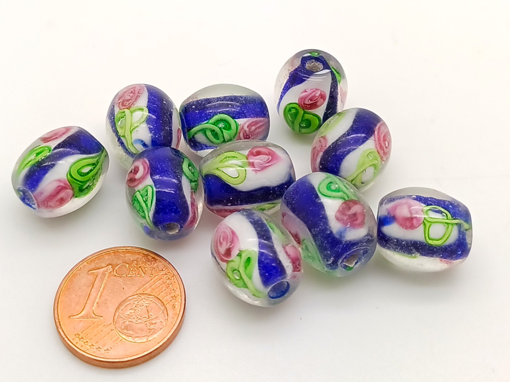 PV-lot-54 perles ovales bleus