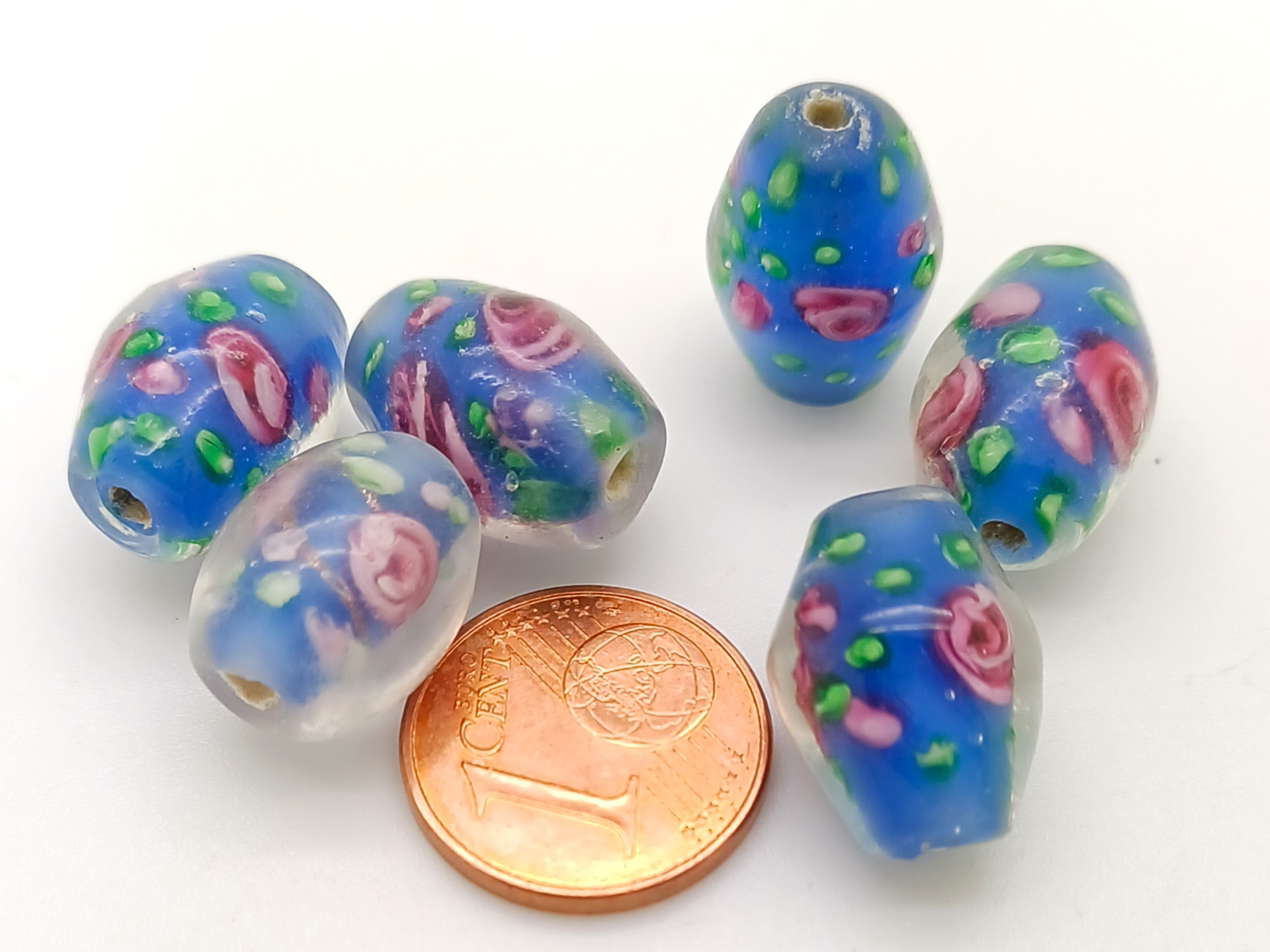 PV-lot-51 perles ovales bleues
