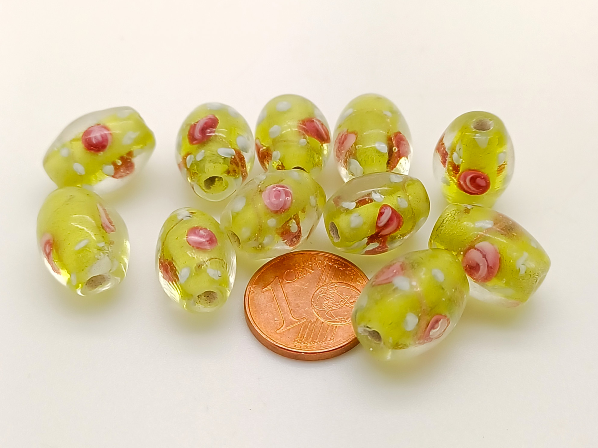 PV-lot-53 perles ovales jaunes