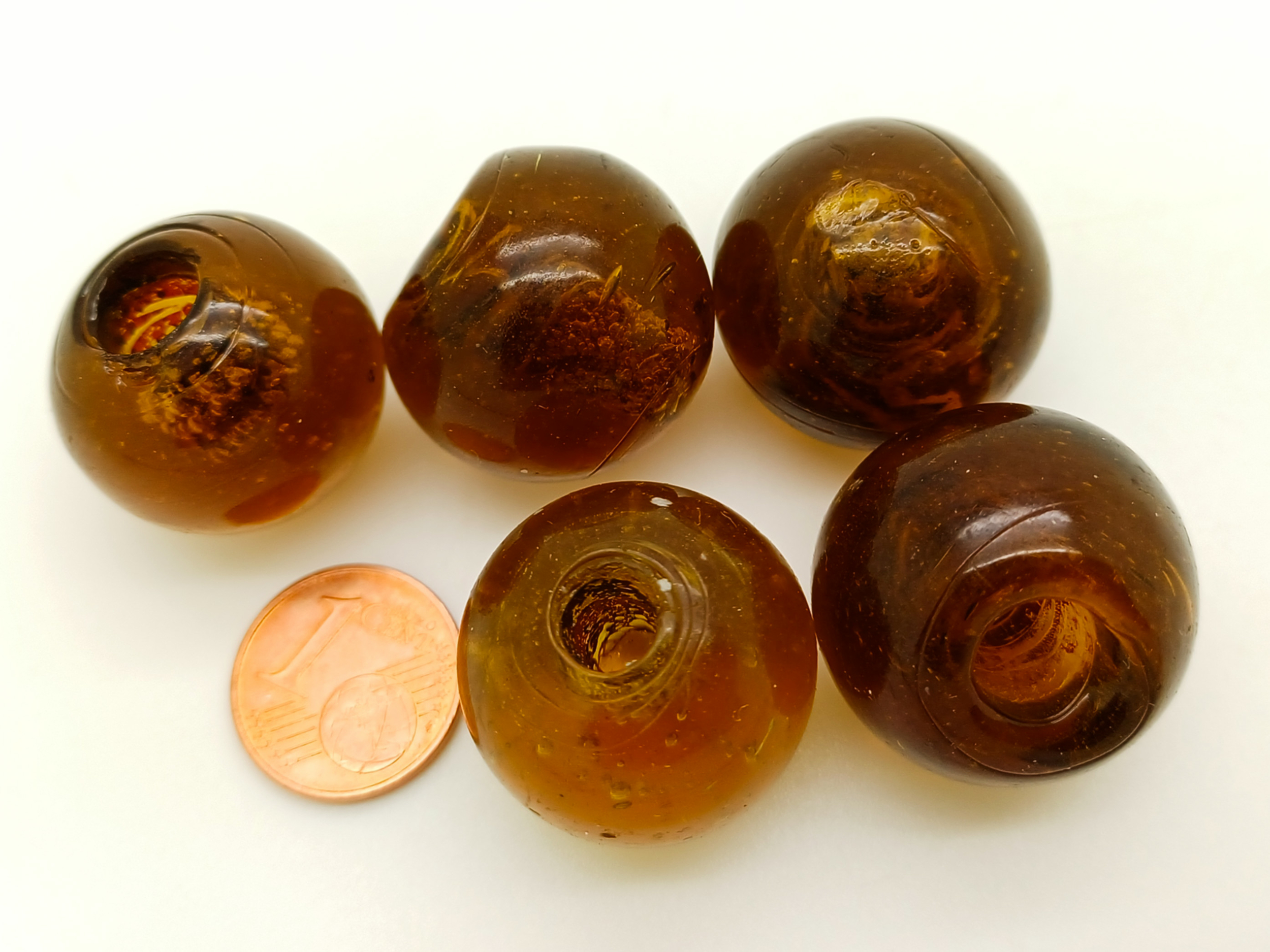 PV-lot-55 perles rondes marrons verre