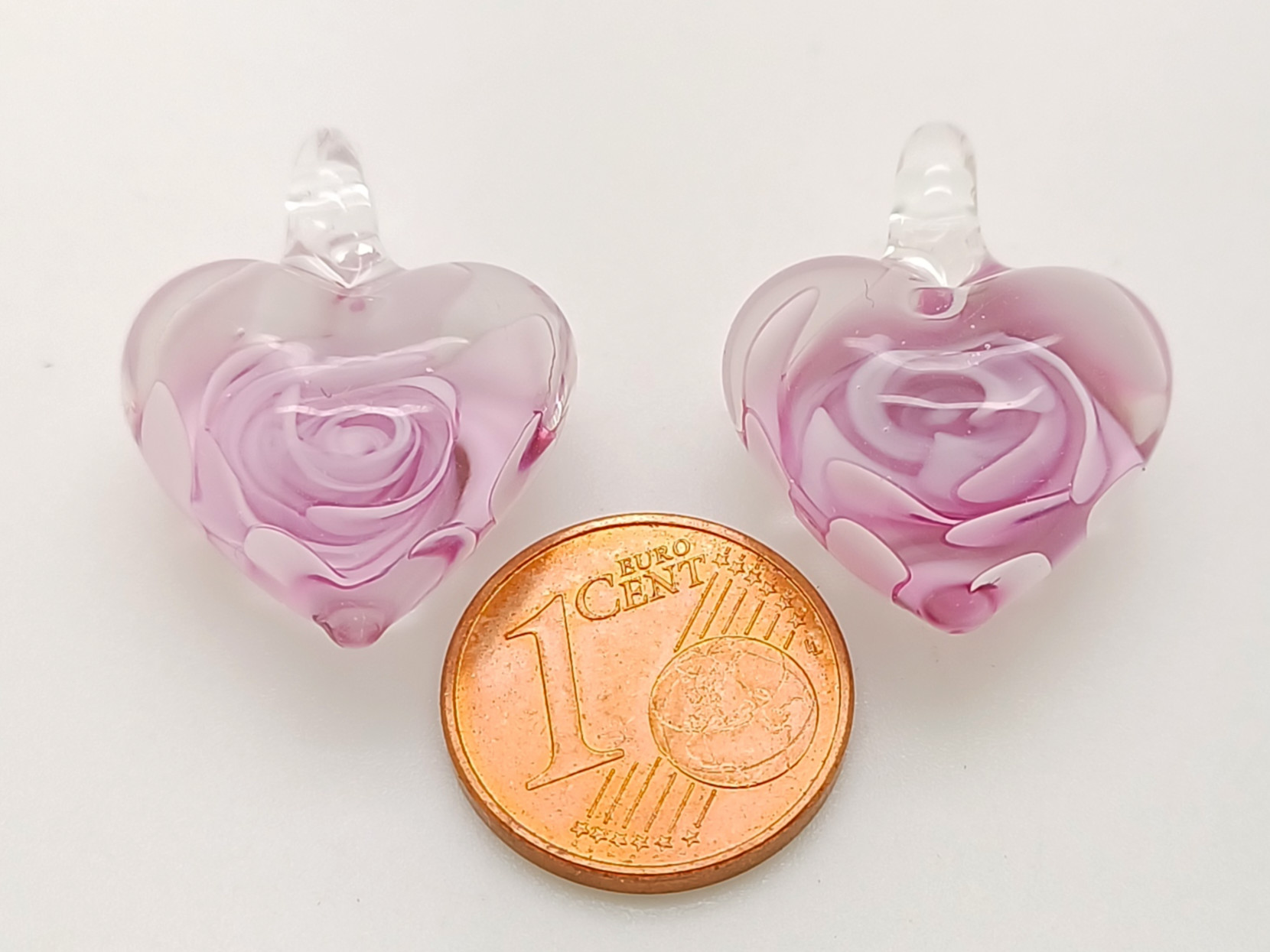 Pend-181-8 pendentif coeur rose verre