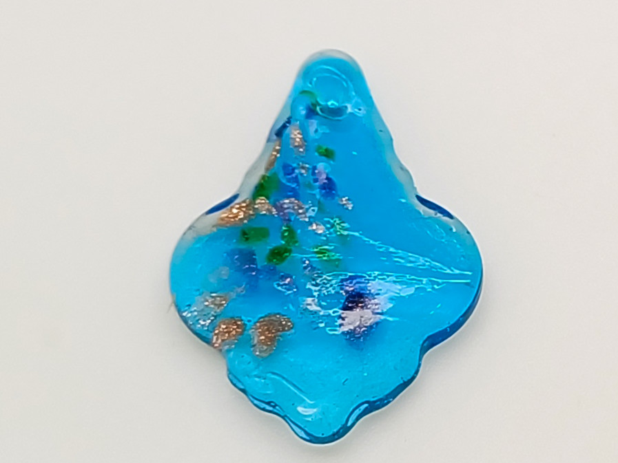 Pend-425-1 pendentif mini trefle bleu verre lampwork