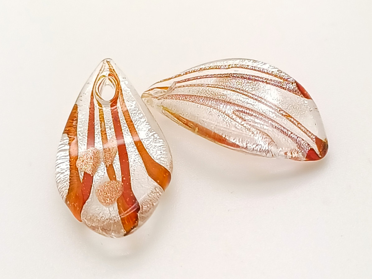 Pend-446 pendentif mini goutte argente marron verre