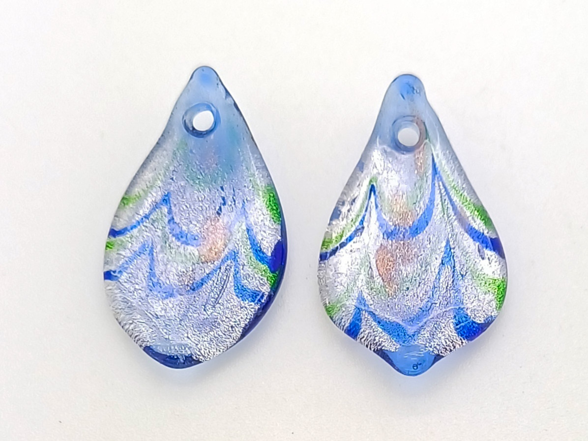 Pend-451 pendentif mini goutte argente bleu vague