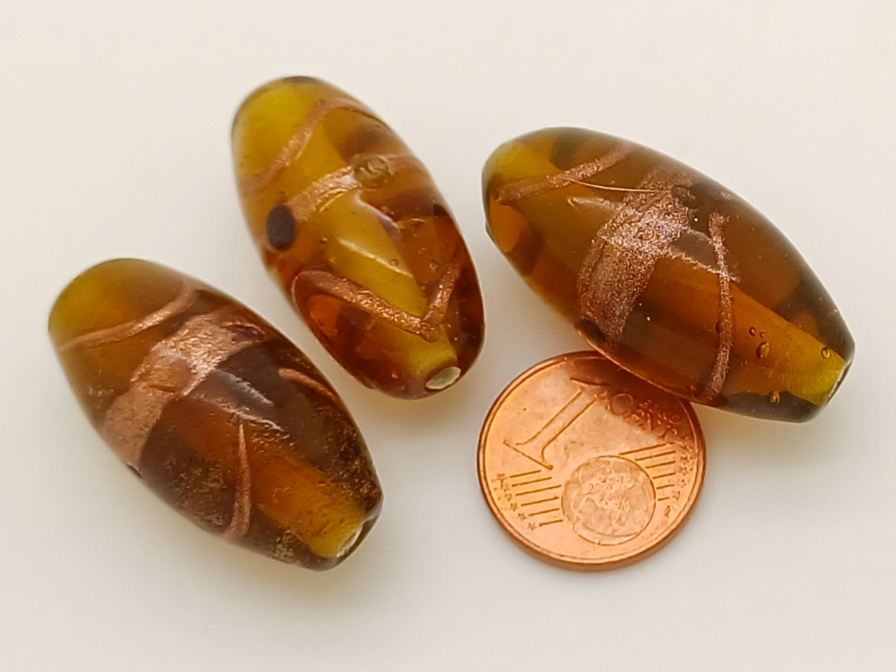 PV-lot-61 perles verre marron
